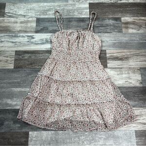 Altar'd State white + pink floral sheer overlay mini dress